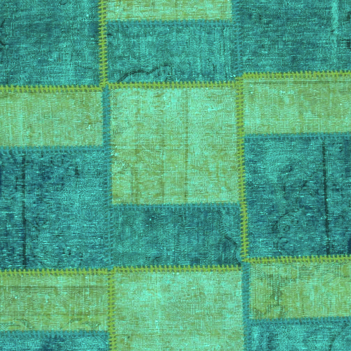 Machine Washable Patchwork Turquoise Transitional Area Rugs, wshabs1265turq