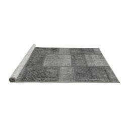 Sideview of Machine Washable Patchwork Gray Transitional Rug, wshabs1265gry