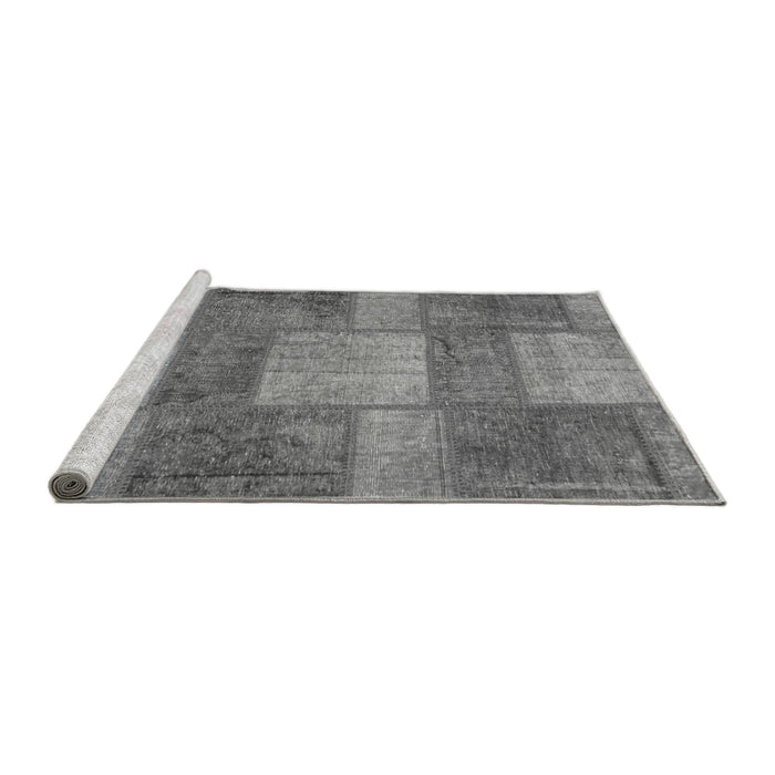 Sideview of Machine Washable Patchwork Gray Transitional Rug, wshabs1265gry