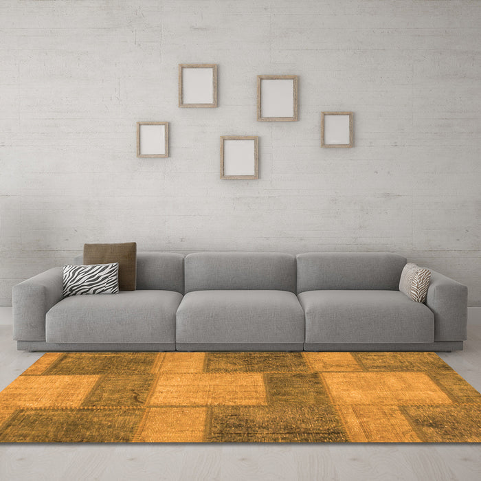 Machine Washable Patchwork Orange Transitional Area Rugs in a Living Room, wshabs1265org