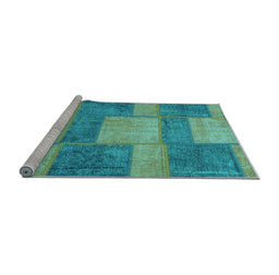 Sideview of Machine Washable Patchwork Light Blue Transitional Rug, wshabs1265lblu