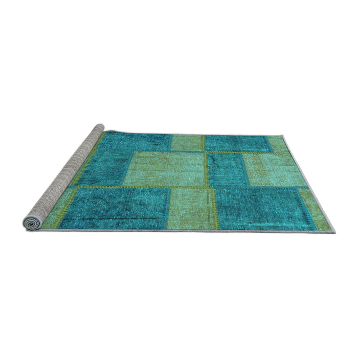 Sideview of Machine Washable Patchwork Light Blue Transitional Rug, wshabs1265lblu