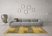 Machine Washable Patchwork Brown Transitional Rug in a Living Room,, wshabs1265brn