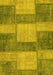 Machine Washable Patchwork Yellow Transitional Rug, wshabs1265yw