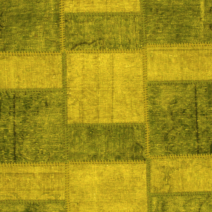 Machine Washable Patchwork Yellow Transitional Rug, wshabs1265yw