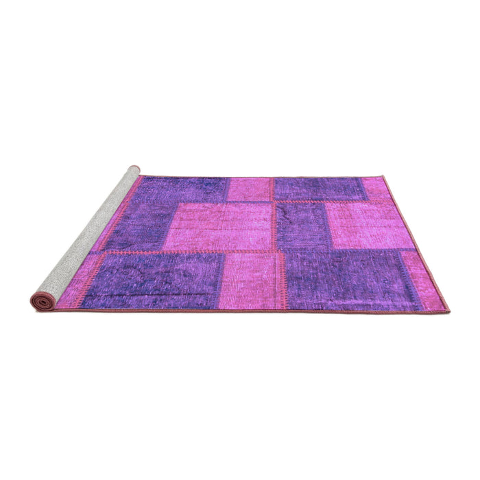 Sideview of Machine Washable Patchwork Purple Transitional Area Rugs, wshabs1265pur