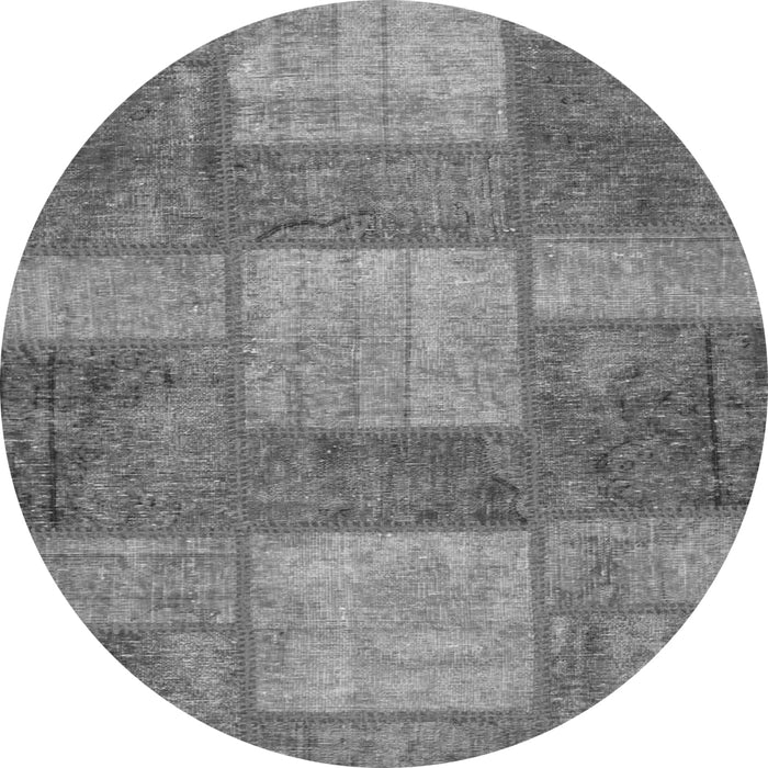 Round Patchwork Gray Transitional Rug, abs1265gry