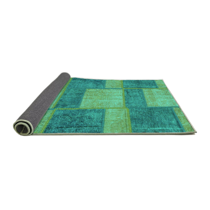 Sideview of Patchwork Turquoise Transitional Rug, abs1265turq