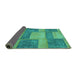 Sideview of Patchwork Turquoise Transitional Rug, abs1265turq