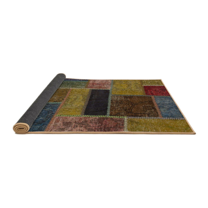 Sideview of Abstract Bakers Brown Patchwork Rug, abs1266