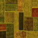 Square Machine Washable Patchwork Yellow Transitional Rug, wshabs1266yw