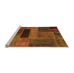 Sideview of Machine Washable Patchwork Orange Transitional Area Rugs, wshabs1266org