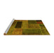 Sideview of Machine Washable Patchwork Yellow Transitional Rug, wshabs1266yw