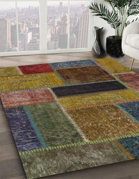 Abstract Bakers Brown Patchwork Rug, abs1266