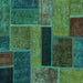 Square Patchwork Turquoise Transitional Rug, abs1266turq