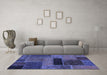 Machine Washable Patchwork Blue Transitional Rug in a Living Room, wshabs1266blu