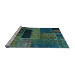 Sideview of Machine Washable Patchwork Light Blue Transitional Rug, wshabs1266lblu