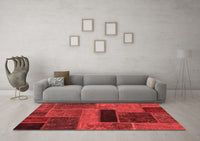 Machine Washable Patchwork Red Transitional Rug, wshabs1266red