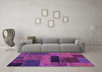 Machine Washable Patchwork Purple Transitional Rug, wshabs1266pur