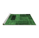 Sideview of Machine Washable Patchwork Emerald Green Transitional Area Rugs, wshabs1266emgrn
