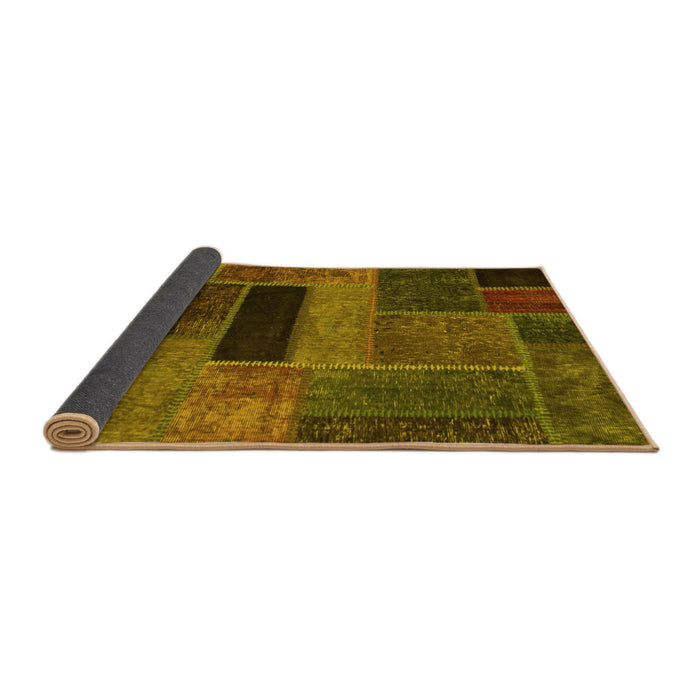 Sideview of Patchwork Yellow Transitional Rug, abs1266yw