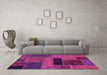 Machine Washable Patchwork Pink Transitional Rug in a Living Room, wshabs1266pnk
