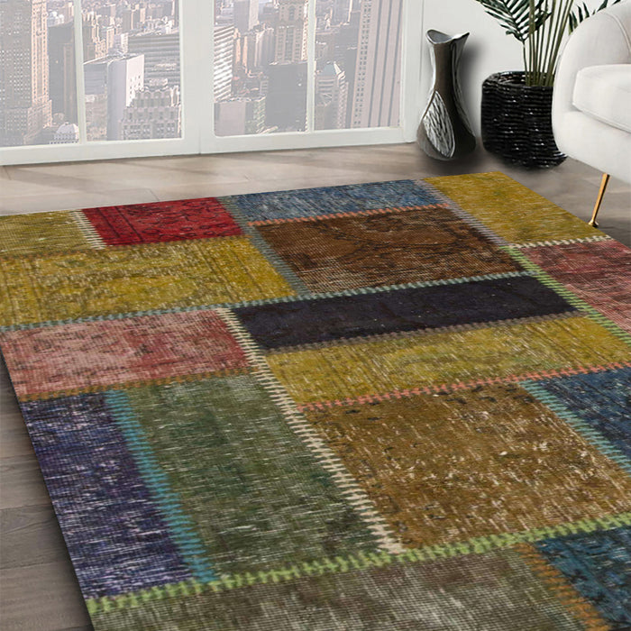 Machine Washable Abstract Bakers Brown Rug in a Family Room, wshabs1266
