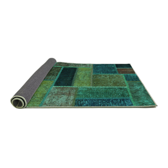Sideview of Patchwork Turquoise Transitional Rug, abs1266turq