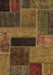 Machine Washable Patchwork Brown Transitional Rug, wshabs1266brn