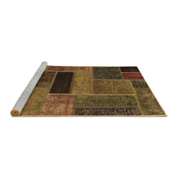 Sideview of Machine Washable Patchwork Brown Transitional Rug, wshabs1266brn