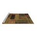 Sideview of Machine Washable Patchwork Brown Transitional Rug, wshabs1266brn