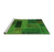 Sideview of Machine Washable Patchwork Green Transitional Area Rugs, wshabs1266grn