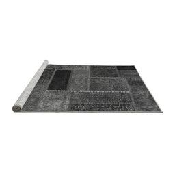 Sideview of Machine Washable Patchwork Gray Transitional Rug, wshabs1266gry
