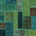 Square Machine Washable Patchwork Turquoise Transitional Area Rugs, wshabs1266turq