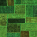 Square Machine Washable Patchwork Green Transitional Area Rugs, wshabs1266grn