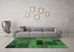 Machine Washable Patchwork Emerald Green Transitional Area Rugs in a Living Room,, wshabs1266emgrn