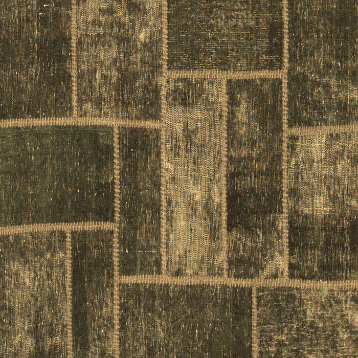 Square Machine Washable Patchwork Brown Transitional Rug, wshabs1267brn