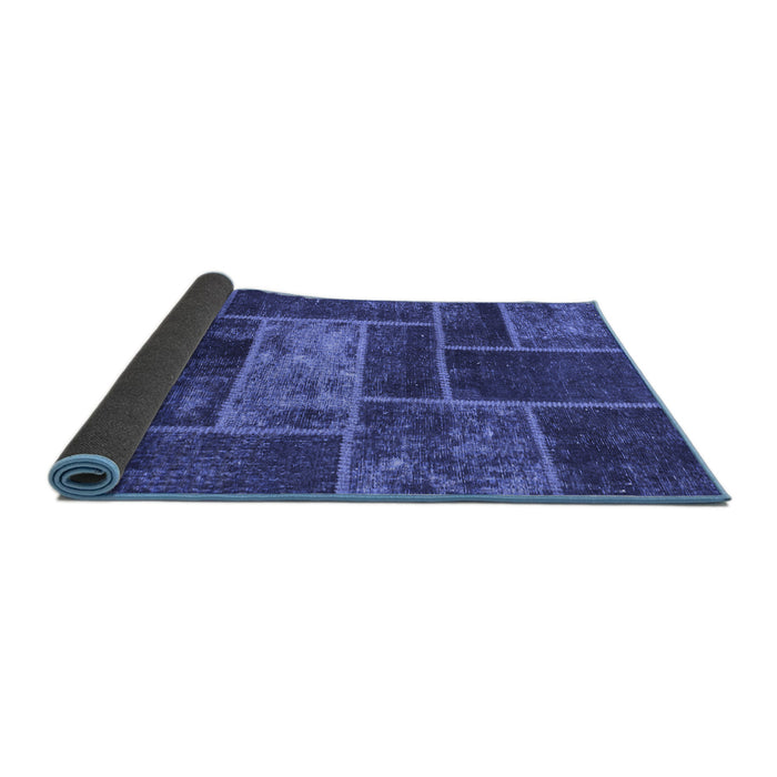Sideview of Patchwork Blue Transitional Rug, abs1267blu