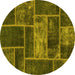 Round Patchwork Yellow Transitional Rug, abs1267yw