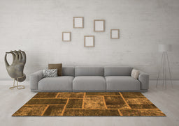 Machine Washable Patchwork Orange Transitional Area Rugs in a Living Room, wshabs1267org