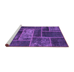 Sideview of Machine Washable Patchwork Purple Transitional Area Rugs, wshabs1267pur