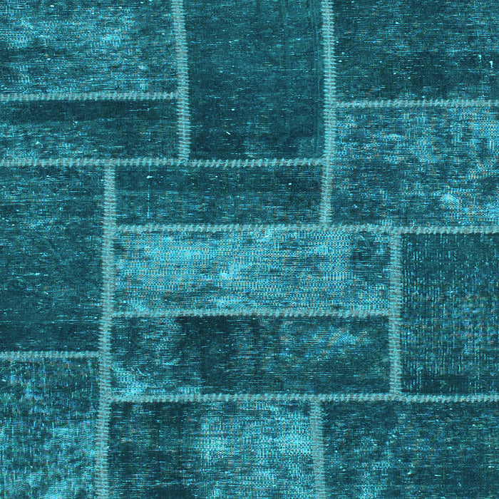 Square Machine Washable Patchwork Light Blue Transitional Rug, wshabs1267lblu