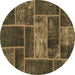 Round Patchwork Brown Transitional Rug, abs1267brn