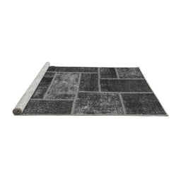 Sideview of Machine Washable Patchwork Gray Transitional Rug, wshabs1267gry
