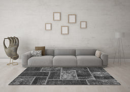 Machine Washable Patchwork Gray Transitional Rug in a Living Room,, wshabs1267gry