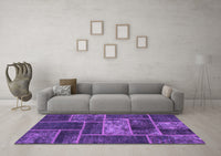 Machine Washable Patchwork Purple Transitional Rug, wshabs1267pur