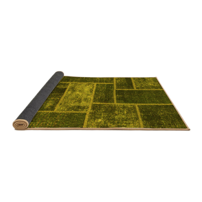 Sideview of Patchwork Yellow Transitional Rug, abs1267yw