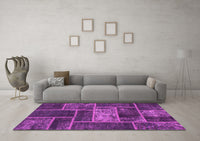 Machine Washable Patchwork Pink Transitional Rug, wshabs1267pnk