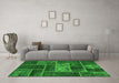 Machine Washable Patchwork Green Transitional Area Rugs in a Living Room,, wshabs1267grn