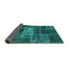 Sideview of Patchwork Turquoise Transitional Rug, abs1267turq